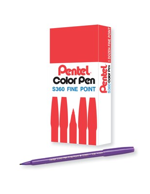Pentel Color Pens, Fine Point, Violet, 24/Pack (24PK-S360-108)