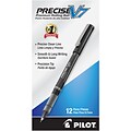 Pilot Precise V5/V7, 0.70 mm, Fine Point, Roller Ball Pens, Black, Dozen (PIL35392)