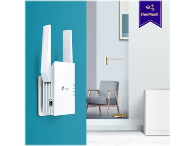TP-LINK AX1800 RE605X Dual Band 2.4/5GHz Wireless and Ethernet Extender, Wall-Plug, White (RE605X)