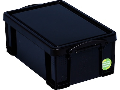 Really Useful Box 9.51 Qt. Latch Lid Storage Tote, Solid Black (9BK)