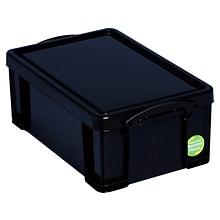 Really Useful Box 9.51 Qt. Latch Lid Storage Tote, Solid Black (9BK)