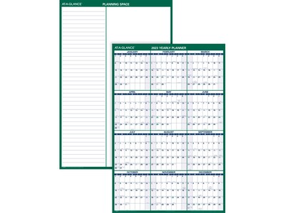 2023 AT-A-GLANCE 32 x 48 Yearly Wet-Erase Wall Calendar, Reversible, Green/Blue (PM310-28-23)