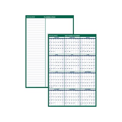 2023 AT-A-GLANCE 32 x 48 Yearly Wet-Erase Wall Calendar, Reversible, Green/Blue (PM310-28-23)