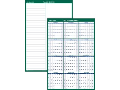 2023 AT-A-GLANCE 24 x 36 Yearly Wet-Erase Wall Calendar, Reversible, Green/Blue (PM210-28-23)