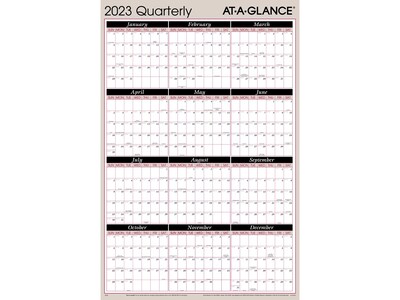 2023 AT-A-GLANCE 24" x 36" Yearly Wet-Erase Wall Calendar, Reversible, Multicolor (A123-23)