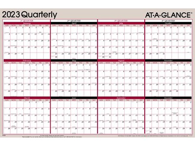 2023 AT-A-GLANCE 24" x 36" Yearly Wet-Erase Wall Calendar, Reversible, Multicolor (A123-23)