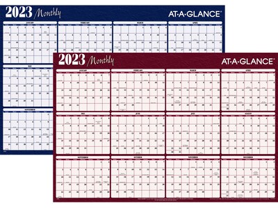 2023 AT-A-GLANCE 48 x 32 Yearly Wet-Erase Wall Calendar, Reversible, Red/Blue (A152-23)