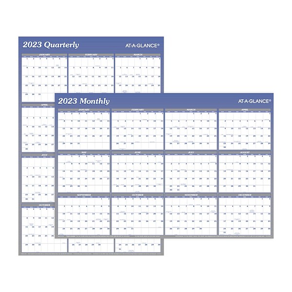 2023 AT-A-GLANCE 24 x 36 Yearly Wet-Erase Wall Calendar, Reversible, Blue/Gray (A1102-23)