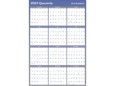 2023 AT-A-GLANCE 24 x 36 Yearly Wet-Erase Wall Calendar, Reversible, Blue/Gray (A1102-23)