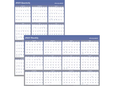 2023 AT-A-GLANCE 32 x 48 Yearly Wet-Erase Wall Calendar, Reversible, Blue/Gray (A1152-23)