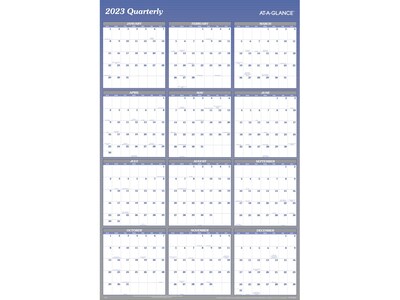 2023 AT-A-GLANCE 32 x 48 Yearly Wet-Erase Wall Calendar, Reversible, Blue/Gray (A1152-23)