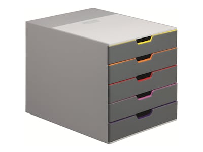 Durable VARICOLOR 5-Compartment Stackable Plastic Drawer Box, Gray (760527)