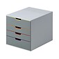 Durable VARICOLOR 4-Compartment Stackable Plastic Drawer Box, Gray (760427)
