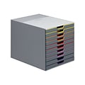 Durable VARICOLOR 10-Compartment Stackable Plastic Drawer Box, Gray (761027)