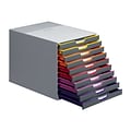 Durable VARICOLOR 10-Compartment Stackable Plastic Drawer Box, Gray (761027)