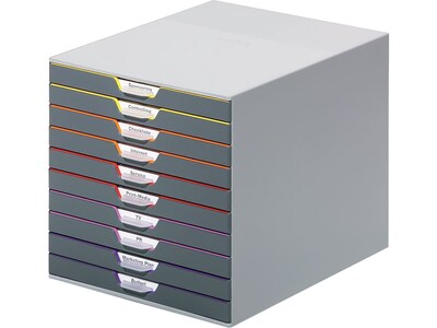 Durable VARICOLOR 10-Compartment Stackable Plastic Drawer Box, Gray (761027)