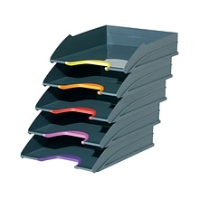 Durable VARICOLOR 5-Compartment Stackable Plastic Letter Tray Set, Anthracite Gray (770557)