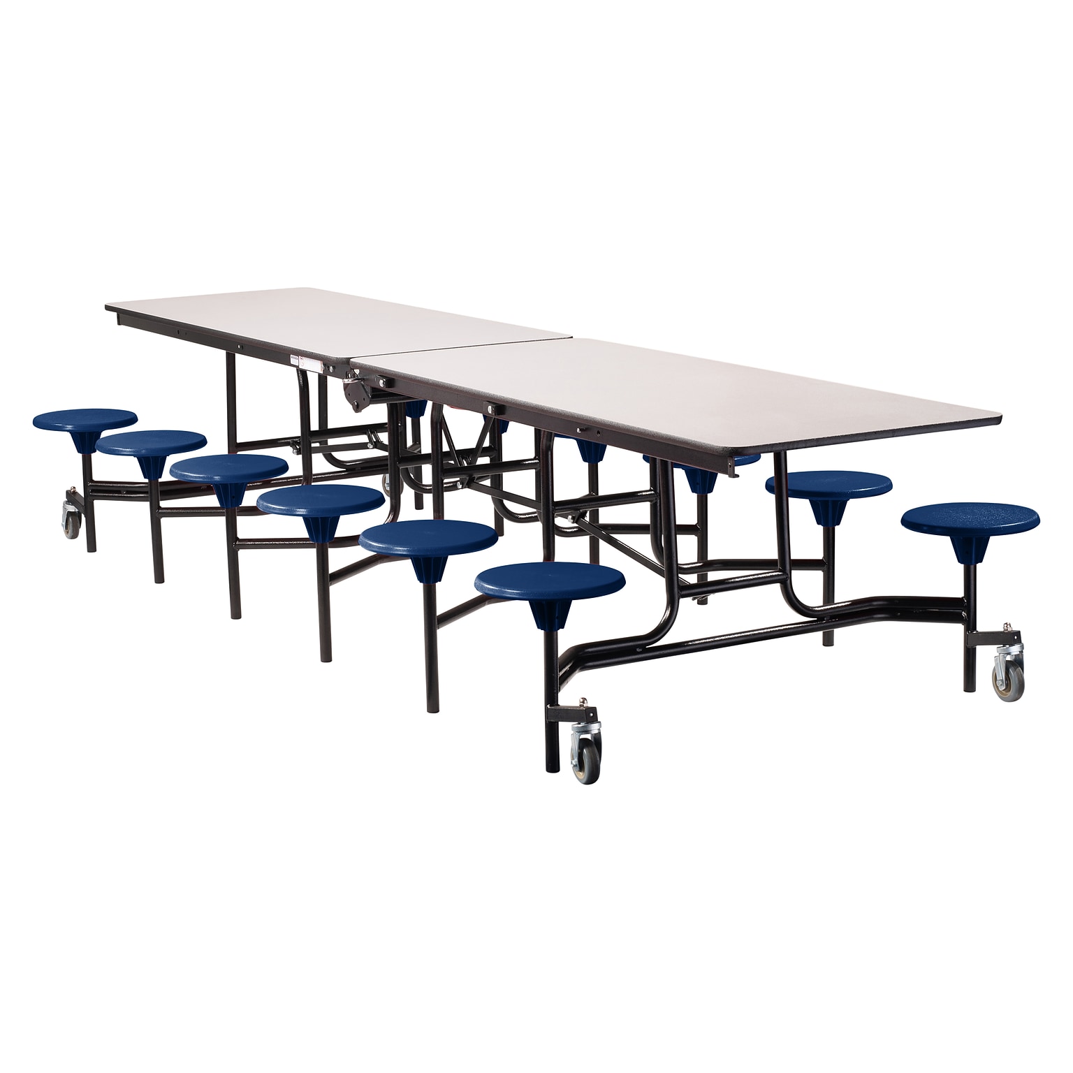 NPS Stool Unit Series, 12 Rectangular Cafeteria Table w/ 12 Stools; Grey Nebula Top/Blue Stools (MTS12MDPEPCGY04)