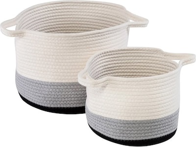 Honey-Can-Do Nesting Cotton Rope Storage Baskets, Black Ombre, 2/Set (STO-09317)