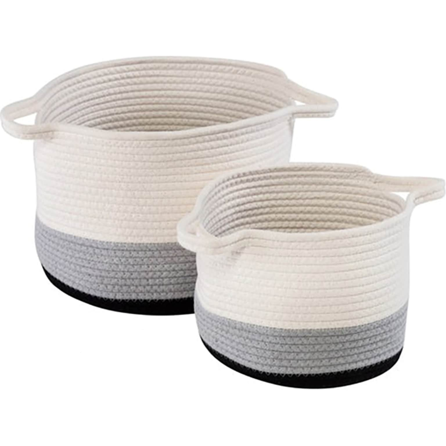 Honey-Can-Do Nesting Cotton Rope Storage Baskets, Black Ombre, 2/Set (STO-09317)