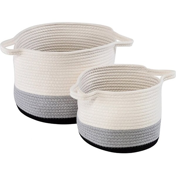 Honey-Can-Do Nesting Cotton Rope Storage Baskets, Black Ombre, 2/Set (STO-09317)