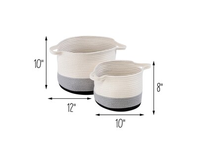 Honey-Can-Do Nesting Cotton Rope Storage Baskets, Black Ombre, 2/Set (STO-09317)