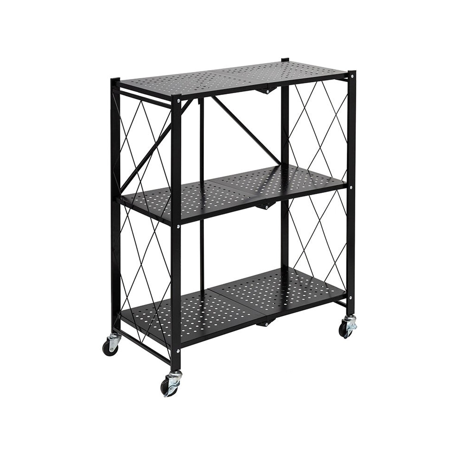 Honey-Can-Do 3-Shelf Metal Mobile Utility Cart with Swivel Wheels, Black (SHF-09577)