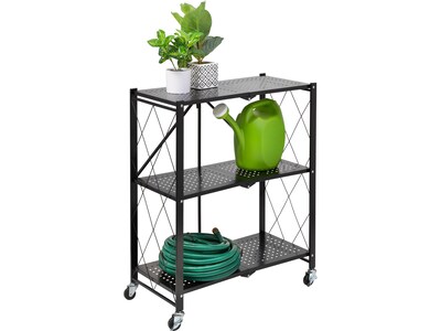 Honey-Can-Do 3-Shelf Metal Mobile Utility Cart with Swivel Wheels, Black (SHF-09577)