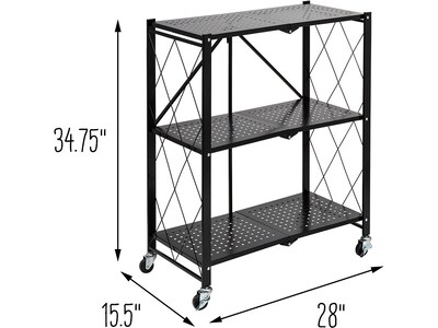 Honey-Can-Do 3-Shelf Metal Mobile Utility Cart with Swivel Wheels, Black (SHF-09577)