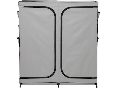 Honey-Can-Do 64 x 60 Portable Wardrobe Closet with Side Pockets, Gray/Black Steel/Polyester (WRD-0