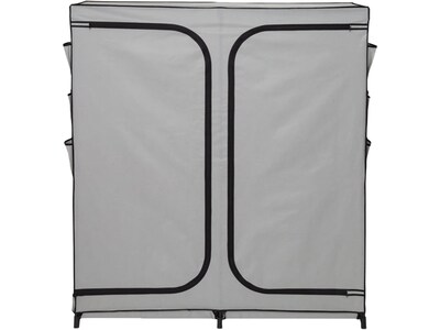 Honey-Can-Do 64" x 60" Portable Wardrobe Closet with Side Pockets, Gray/Black Steel/Polyester (WRD-09197)