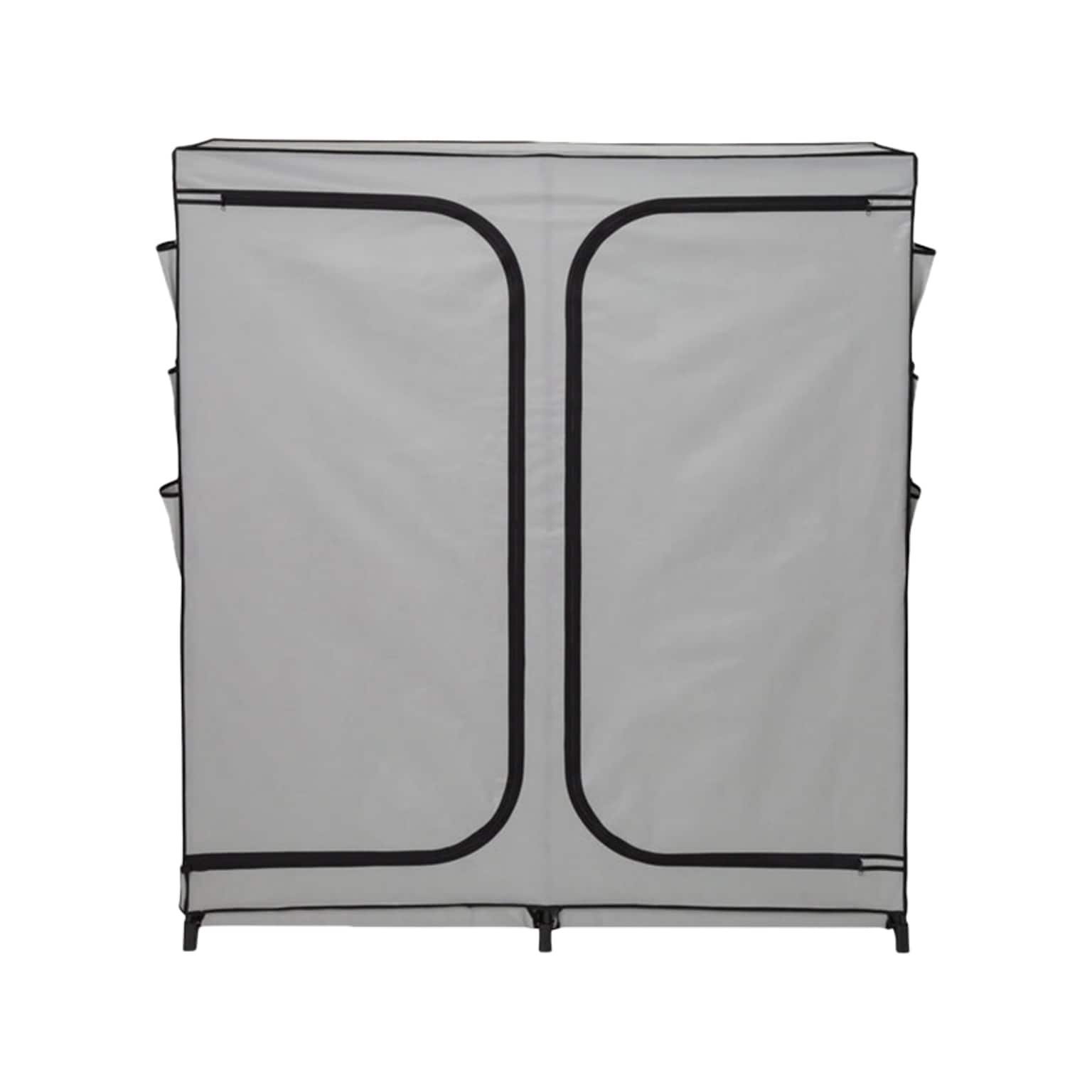 Honey-Can-Do 64 x 60 Portable Wardrobe Closet with Side Pockets, Gray/Black Steel/Polyester (WRD-09197)