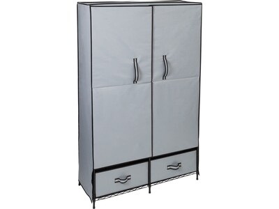 Honey-Can-Do 70 x 45 Clothes Storage Wardrobe With Drawers, Gray/Black Steel/Polyester (WRD-09199)