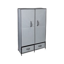 Honey-Can-Do 70 x 45 Clothes Storage Wardrobe With Drawers, Gray/Black Steel/Polyester (WRD-09199)