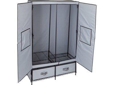 Honey-Can-Do 70 x 45 Clothes Storage Wardrobe With Drawers, Gray/Black Steel/Polyester (WRD-09199)