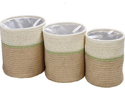 Honey-Can-Do Small Nesting Baskets with Handles, Green/White, 3/Set (STO-09534)