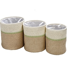 Honey-Can-Do Small Nesting Baskets with Handles, Green/White, 3/Set (STO-09534)