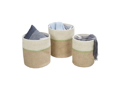 Honey-Can-Do Small Nesting Baskets with Handles, Green/White, 3/Set (STO-09534)