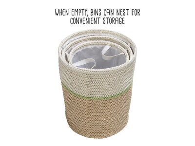 Honey-Can-Do Small Nesting Baskets with Handles, Green/White, 3/Set (STO-09534)