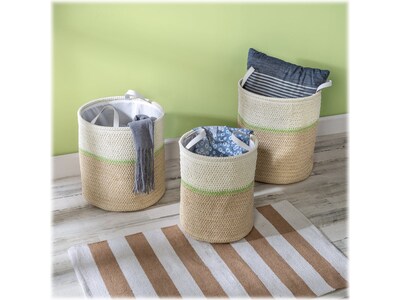 Honey-Can-Do Small Nesting Baskets with Handles, Green/White, 3/Set (STO-09534)