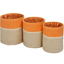 Honey-Can-Do Nesting Baskets with Handles, Orange/White, 3/Set (STO-09611)