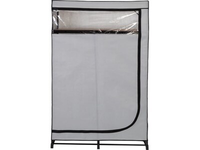 Honey-Can-Do 69 x 46 Portable Wardrobe Closet with Cover and Shelf Gray/Black, Steel/Polyester (WR