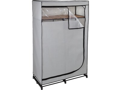 Honey-Can-Do 69" x 46" Portable Wardrobe Closet with Cover and Shelf Gray/Black, Steel/Polyester (WRD-09196)