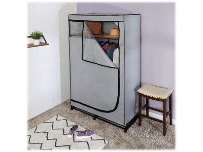 Honey-Can-Do 69" x 46" Portable Wardrobe Closet with Cover and Shelf Gray/Black, Steel/Polyester (WRD-09196)