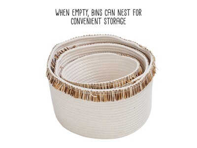 Honey-Can-Do Nesting Baskets with Fringe, White, 3/Set (STO-09535)