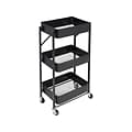 Honey-Can-Do 3-Shelf Metal Mobile Utility Cart with Lockable Wheels, Black (CRT-09584)