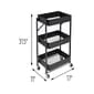 Honey-Can-Do 3-Shelf Metal Mobile Utility Cart with Lockable Wheels, Black (CRT-09584)