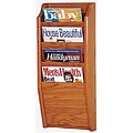 Wooden Mallet Solid Wood Literature Display Unit; 24x10-1/2x3-3/4, Oak, 4-Pkt Wall Magazine Rack