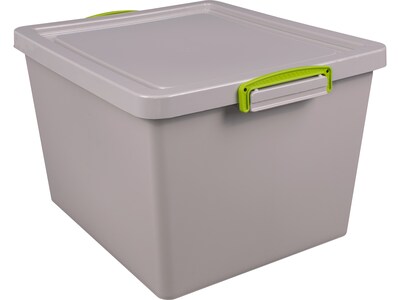 Really Useful Box 35.4 Qt. Latch Lid Storage Tote, Dove Gray (33.5PSTL-RECY-GREY)