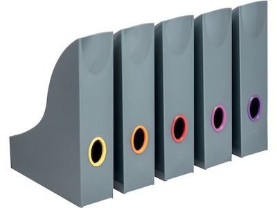 Durable VARICOLOR Plastic Magazine Racks, Gray/Multicolor, 5/Pack (770657)